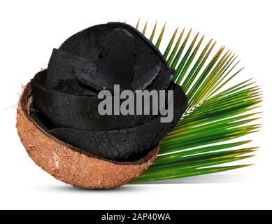 Coconut Charcoal isolated on white background Stock Photo