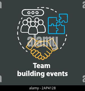 Team building event chalk concept icon. Corporate collaboration activities idea. Teamwork and successful partnership. Employees cooperation. Vector is Stock Vector