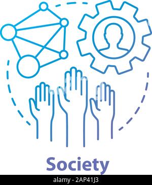 Society concept icon. Community, social integration and relations idea thin line illustration. Social responsibility, solidarity and tolerance. Vector Stock Vector
