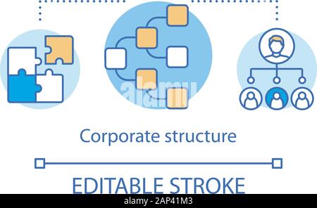 Corporate structure concept icon. Hierarchical organization idea thin line illustration. Leadership and staff interactions. Professional hierarchy. Ve Stock Vector