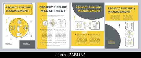 Project pipeline management brochure template layout. Flyer, booklet, leaflet print design with linear illustrations. Business development. Vector pag Stock Vector