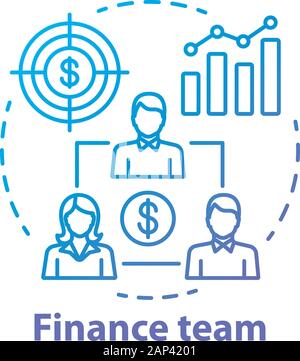 Company finance team concept icon. Management accountants idea thin line illustration. Professional bookkeepers. Business investors, sponsors. Vector Stock Vector