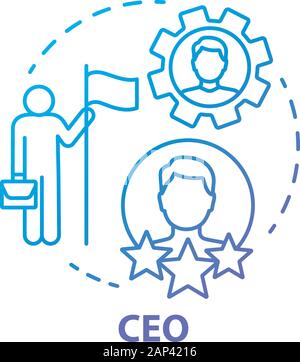 Leading top manager line icon concept. Leading top manager flat vector ...