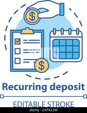 Recurring deposit concept icon. Savings idea thin line illustration. Creating investment account. Regular payments, timed banking charges. Vector isol Stock Vector