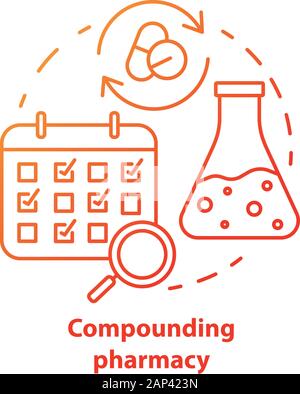 Compounding pharmacy concept icon. Personalized medications idea thin ...