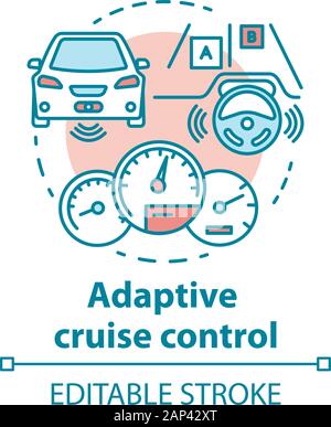 Adaptive cruise control concept icon. Automatically adjust speed and ...
