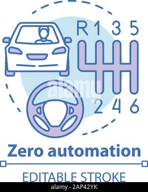 Zero automation concept icon. Car with manual transmission. Vehicle ...