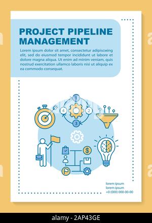 Business development poster template layout. Project management. Solution search. Banner, booklet, leaflet print design with linear icons. Vector broc Stock Vector