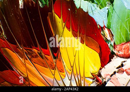 Abstract oil paint texture on the canvas. Fragment of multicolored texture painting oil. Art background. Closeup of painting by oil and palette knife. Stock Photo