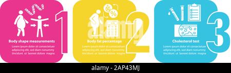 Body health vector infographic template. Fat percentage. Healthcare presentation design elements. Data visualization with three steps and options. Pro Stock Vector