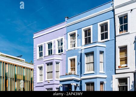 Colorful townhouses near Portobello Road in Notting Hill, London. Stock Photo