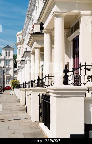 Luxury English Victorian Houses in Notting Hill, a district in West London in the Borough of Kensington and Chelsea Stock Photo
