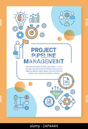 Business development strategy poster template layout. Project pipeline management. Banner, booklet, leaflet print design with linear icons. Vector bro Stock Vector