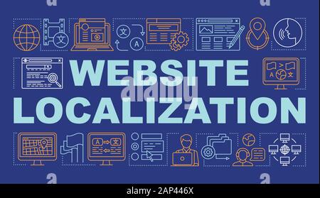 Website localisation word concepts banner. Manage multilingual websites, international SEO. Presentation, website. Isolated lettering typography idea Stock Vector