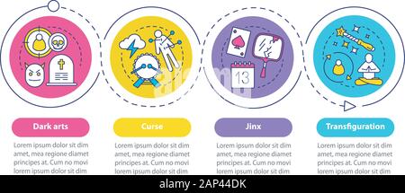 Dark magic vector infographic template. Witchcraft business presentation design elements. Data visualization with four steps and options. Process time Stock Vector