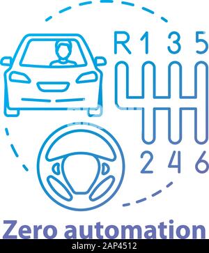 Zero automation concept icon. Car with manual transmission. Vehicle ...