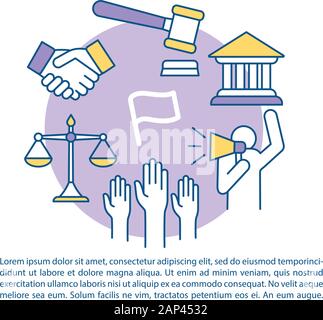 Peaceful protest article page vector template. Militarism opposition brochure, magazine, booklet design element with linear icons and text boxes. Prin Stock Vector
