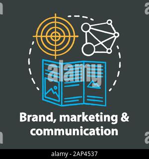 Brand, marketing & communication chalk concept icon. Print and digital advertising idea. Promo campaign. Customer attraction strategy. Vector isolated Stock Vector