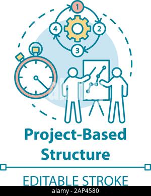 Project base structure concept icon. Corporate training, business presentation. Workflow process idea thin line illustration. Project management. Vect Stock Vector