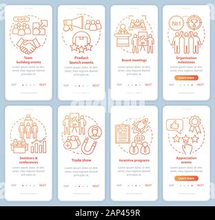 Corporate events management onboarding mobile app page screen with ...