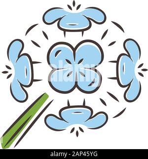 Franciscan wallflower blue color icon. Garden flowering plant. Erysimum franciscanum. Blooming wildflower, weed. Spring blossom. Isolated vector illus Stock Vector