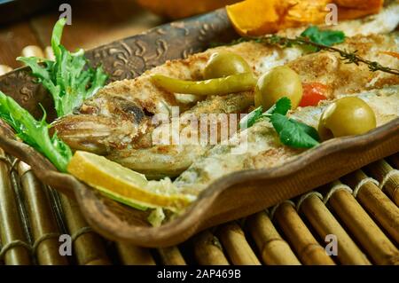 Kale Salad with Roasted Sardines and Roasted pumpkin Stock Photo