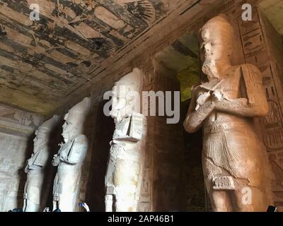 Statues of Ramses II inside the great temple at Abu Simbel, Egypt Stock Photo