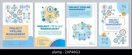 Project pipeline management brochure template layout. Flyer, booklet, leaflet print design with linear illustrations. Business development. Vector pag Stock Vector