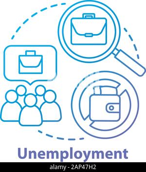 Unemployment concept icon. Poverty idea thin line illustration. Joblessness. Jobless and unemployed people. Economy social problem. Workers rights. Ve Stock Vector
