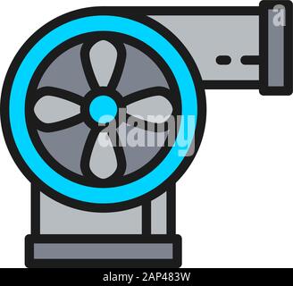 Industrial ventilation pipeline, pipe connector flat color line icon. Stock Vector