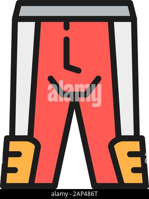 Protection game pants, american football equipment flat color line icon. Stock Vector