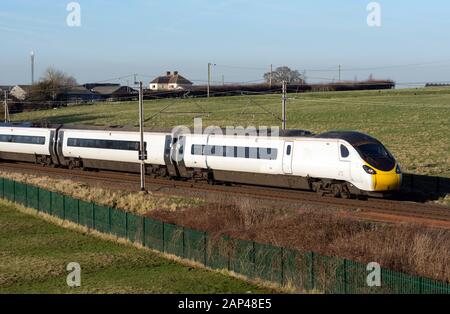 Class 390 Pendolino train Avanti West Coast livery passing Carnforth on ...