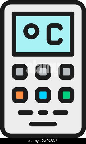 Remote control of air conditioner flat color line icon. Stock Vector