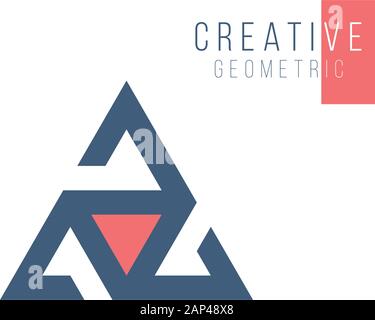 Letter A or delta pyramid geometric triangle with three elements logo design. Trinity concept. Business identity tech element. Stock Vector illustrati Stock Vector