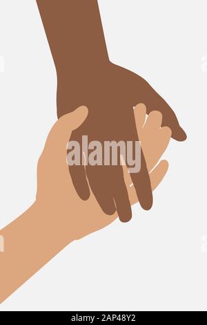 The two hands are held together.  Stock Vector
