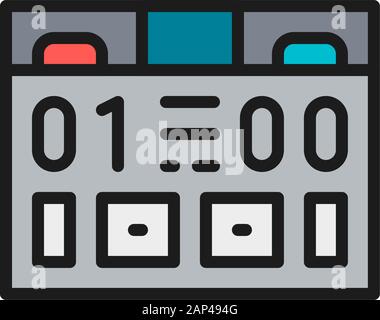 American football scoreboard, game equipment flat color line icon. Stock Vector