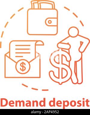 Savings concept icon. Demand deposit idea thin line illustration. Available funds, finances. Regular, everyday bank account for withdrawal. Vector iso Stock Vector