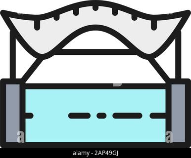 The Bridge of Peace, Tbilisi flat color line icon. Stock Vector