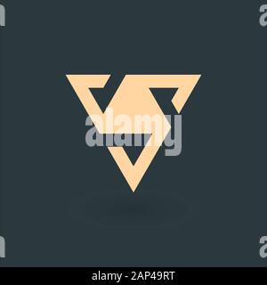 Letter V pyramid geometric triangle with three elements logo design. Trinity symbol concept. Business identity tech element. Stock Vector illustration Stock Vector