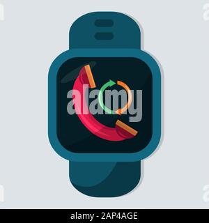 rectangle smartwatch with phone display isolated vector illustration Stock Vector