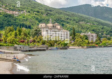 Waterfront of Stresa at Lago Maggiore, Lombardy, Italy Stock Photo