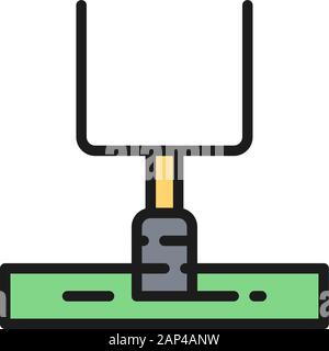 American football goal post, game equipment flat color line icon. Stock Vector