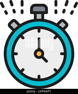 Vector stopwatch, timer, clock, watch flat color line icon. Stock Vector