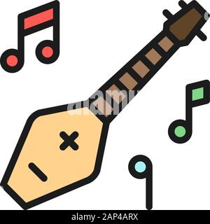 Chonguri, panduri, georgian musical instrument grey icon Stock Vector ...