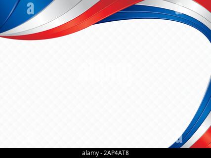 Abstract background with wave shapes with the blue, white, red colors of the flag of France or Paraguay to use as Diploma or Certificate Stock Vector