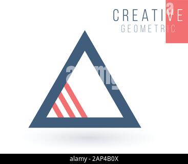 Letter A or delta pyramid geometric triangle with three stripes logo design. Trinity concept. Business identity tech element. Stock Vector Stock Vector