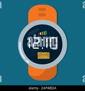 circle smart watch display on isolated vector illustration Stock Vector