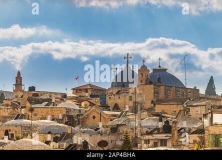 The domes of the Church of the Holy Sepulchre in Jerusalem Stock Photo