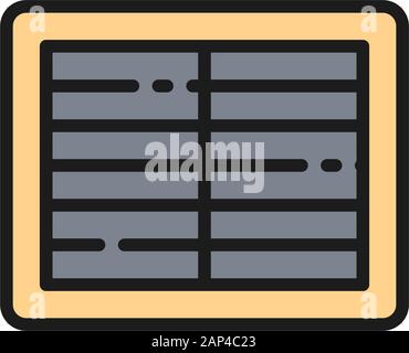Ventilation grill, supply ventilation system flat color line icon. Stock Vector