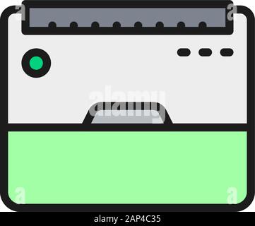 Vector outdoor air conditioner, climate flat color line icon. Stock Vector